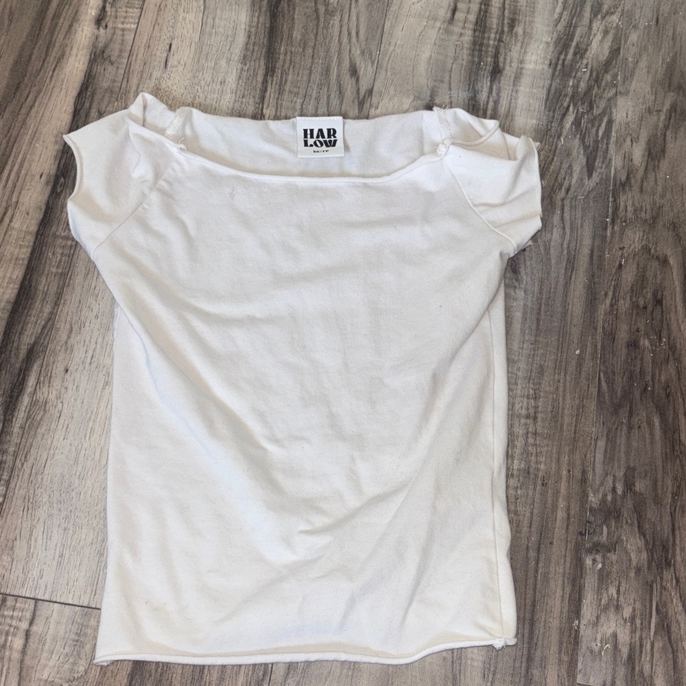 🤍2 for 15 🤍Harlow White Off-Shoulder Ribbed Tee